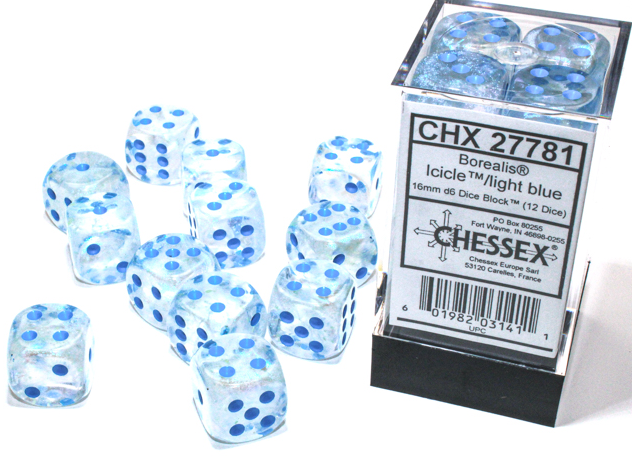 Chessex - 12mm D6 Icicle/Light Blue