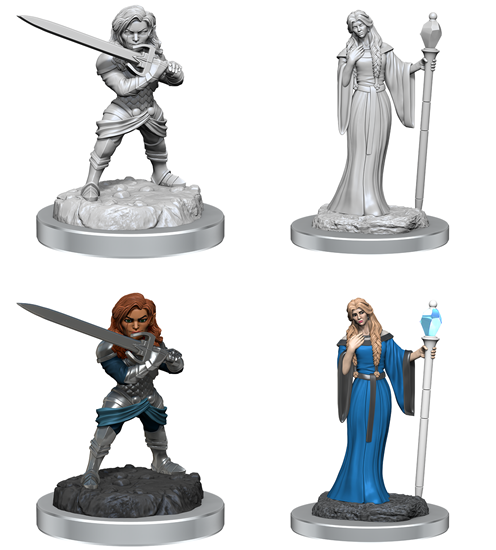 D&D Minifigs - Female Human Wizard and Female Halfling Holy Warrior